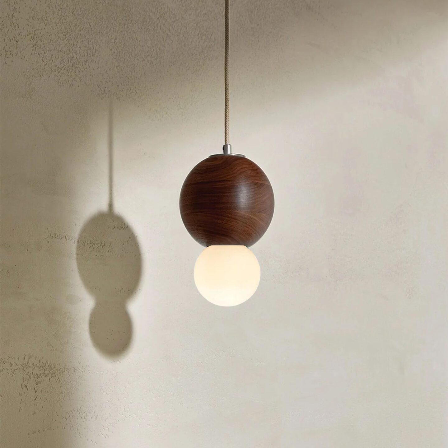Bright Beads Sphere Pendant in Walnut & Brushed Nickel with Fabric Flex